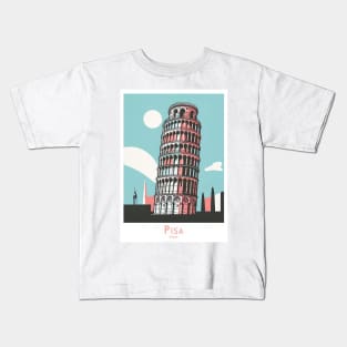 Italy Leaning Tower of Pisa Artwork Kids T-Shirt